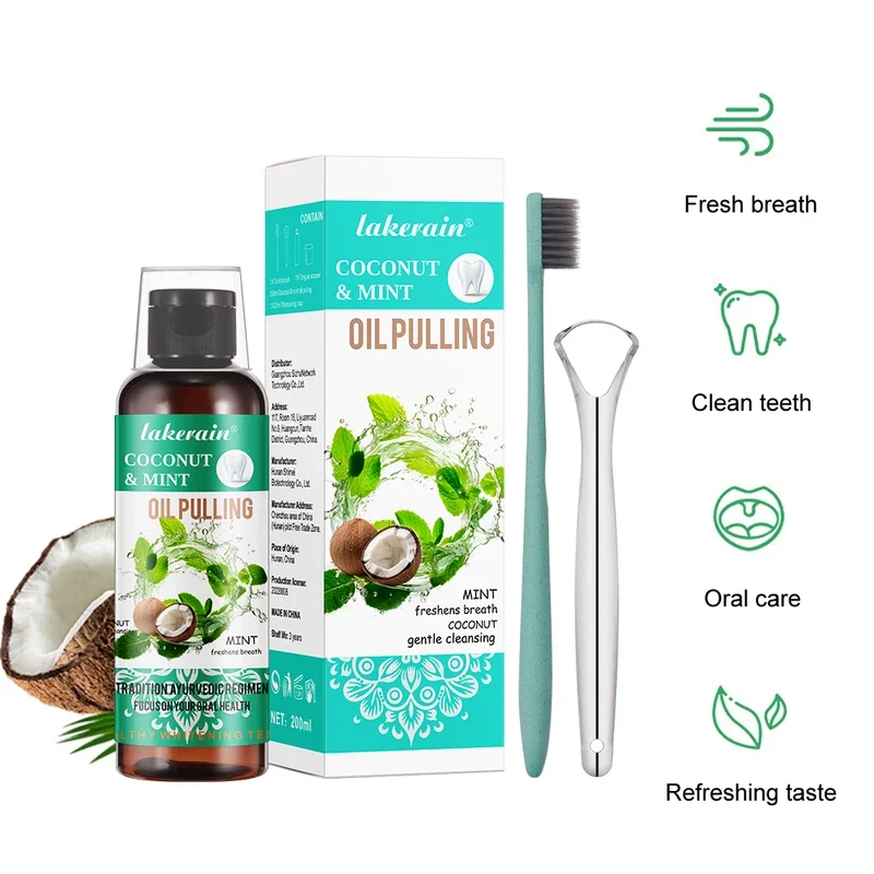 Teeth Whitening With Coconut Oil - 60/100/200/250ml kokosowa mięta ciągnięcie oleju płyn