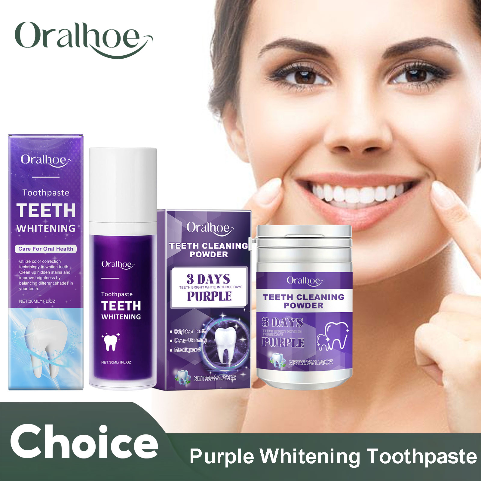 Teeth Whitening Naturally - Fioletowy korektor wybielająca pasta do zębów