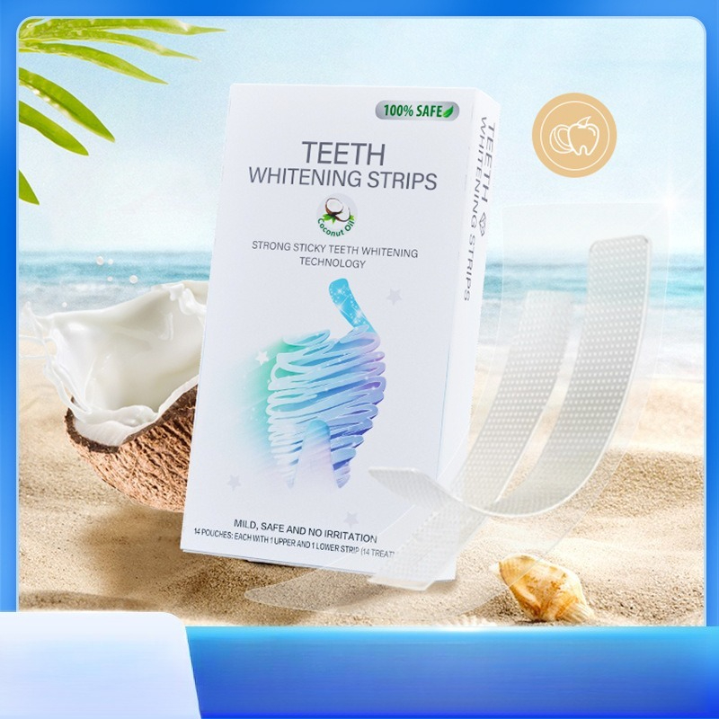 Teeth Whitening With Coconut Oil - Plasterki do pielęgnacji zębów 6D z
