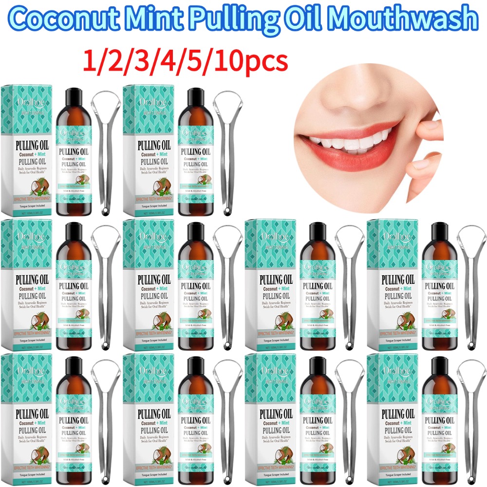 Teeth Whitening With Coconut Oil - Olejek do płukania jamy ustnej kokosowo-miętowy,