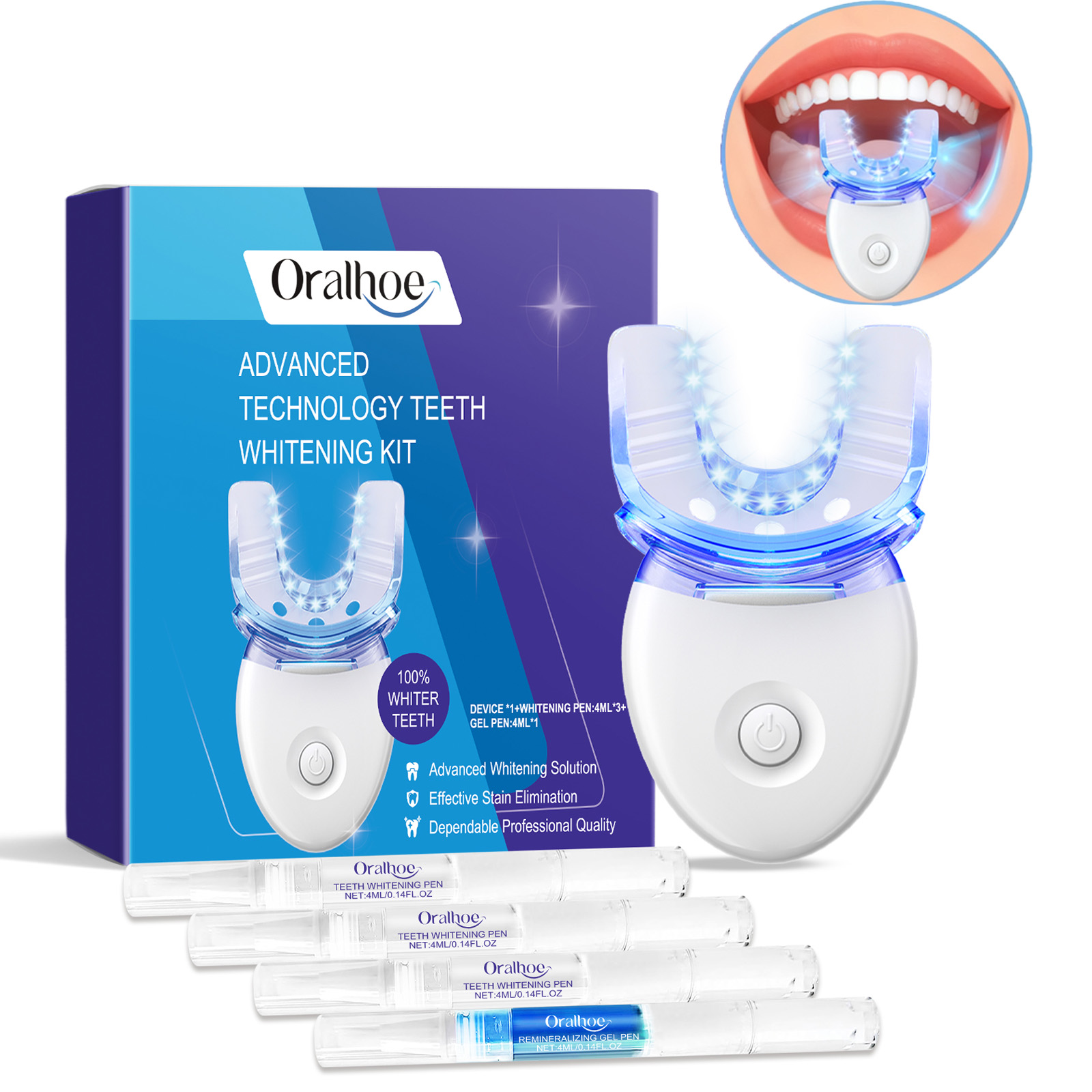Teeth Whitening With Peroxide - Profesjonalny zestaw do wybielania zębów z