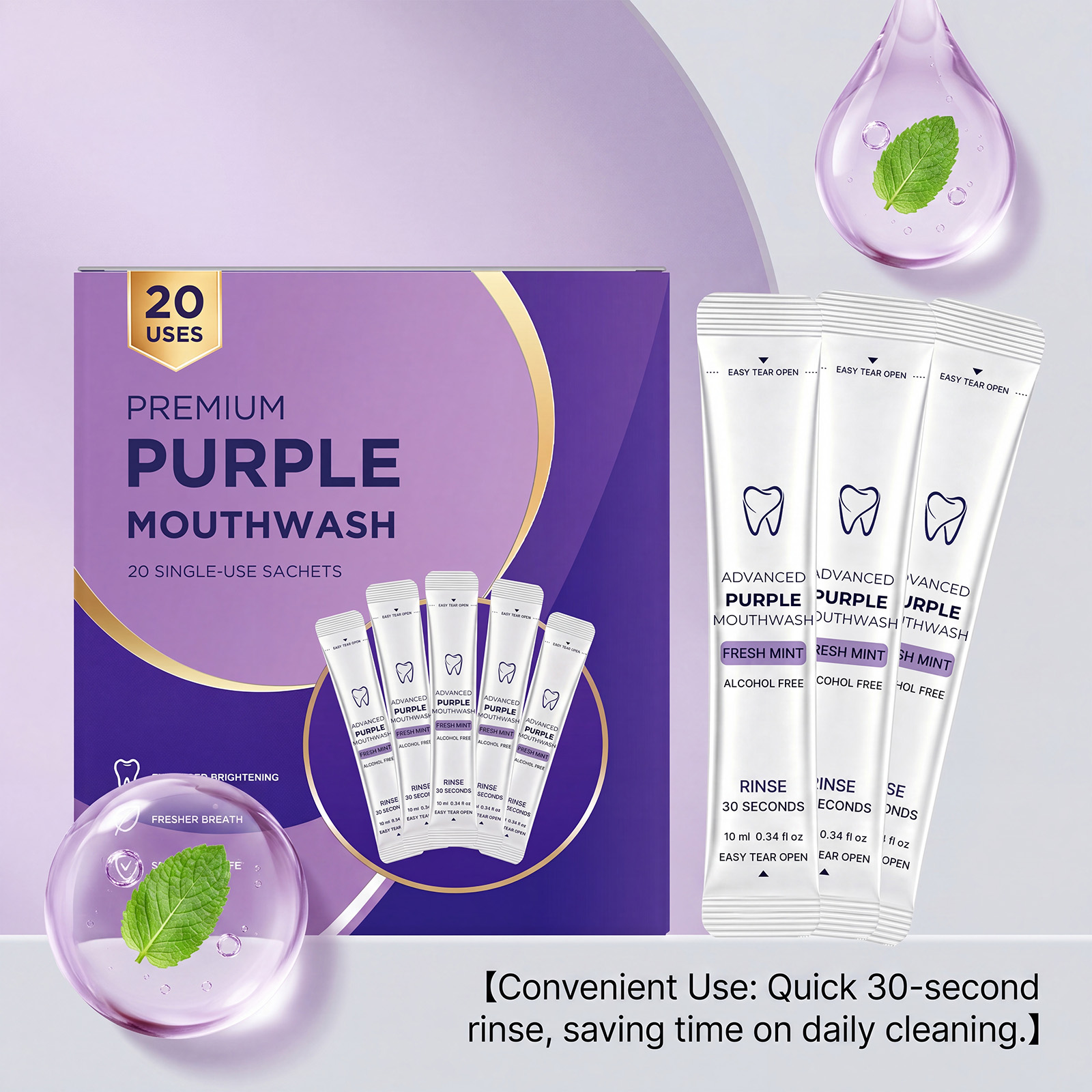 20/40 sztuk Fioletowa płyn do  – Teeth Whitening Naturally recenzja i cena