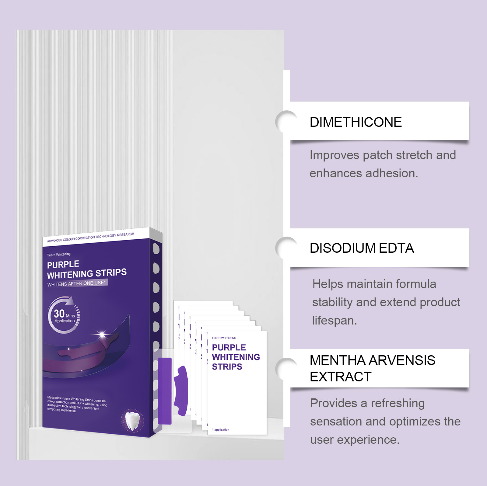 Fioletowe, rozjaśniające paski – Teeth Whitening Ingredients recenzja i cena